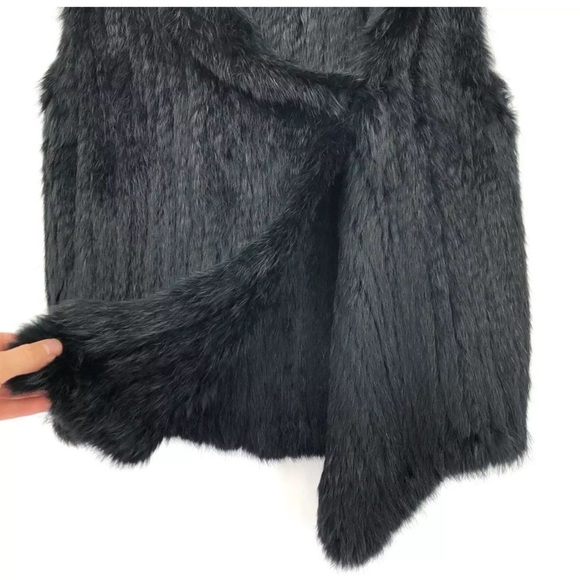 JOIE Andoni Rabbit Fur Vest Black S EUC Designer Luxury - Picture 3 of 8